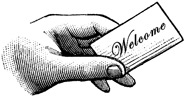 Hand holding a Welcome Card