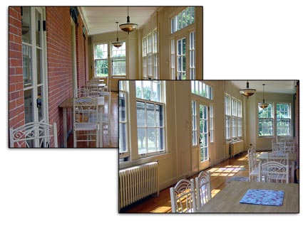 2 views of wrap-around enclosed front  porch